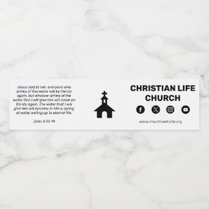 Johannes 4:13-14 Kerk Water Label Waterfles Etiket