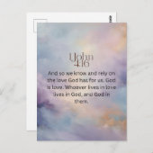 Johannes 4:16 Bijbelvers over het ontwerp van de W Briefkaart (Voorkant / Achterkant)