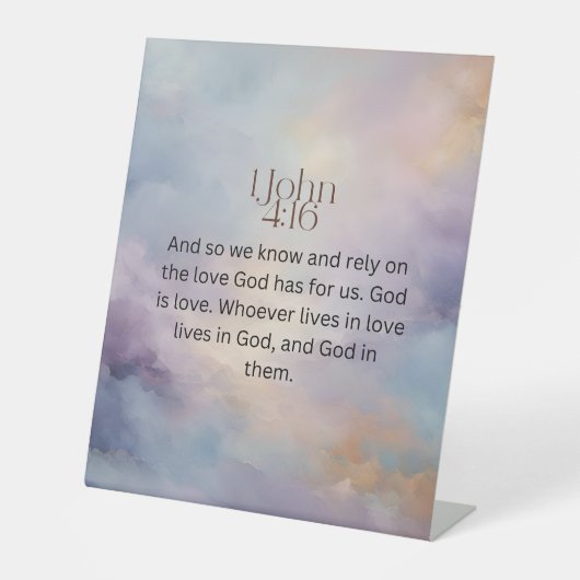 Johannes 4:16 Bijbelvers over het ontwerp van de W Reclamebord Met Voetstuk (Voorkant)