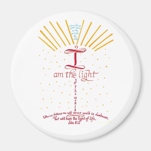 Johannes 8 12 Jezus Bijbelvers Magneet (Voorkant)