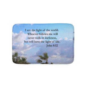 JOHANNES 8:12 PALMBOOM EN OCEAAN FOTOONTWERP BADMAT