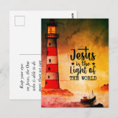 Johannes 8 Jezus is het licht van de vuurtoren van Briefkaart (Voorkant / Achterkant)