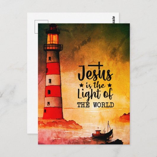 Johannes 8 Jezus is het licht van de vuurtoren van Briefkaart (Voorkant / Achterkant)