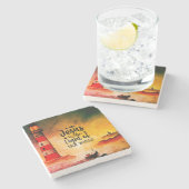 Johannes 8 Jezus is het licht van de vuurtoren van Stenen Onderzetter (Zijkant)