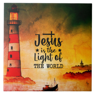 Johannes 8 Jezus is het licht van de vuurtoren van Tegeltje