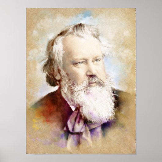 Johannes Brahms Portrait im Aquarell Style Poster (Voorkant)