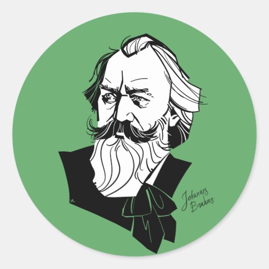 Johannes Brahms Ronde Sticker (Voorkant)