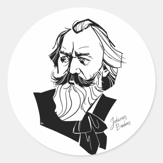 Johannes Brahms Ronde Sticker (Voorkant)