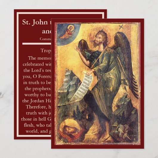 Johannes de Doper icoon gebedskaart Feestdagenkaart (Voorkant / Achterkant)