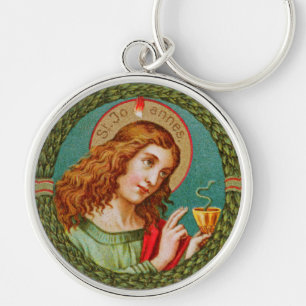 Johannes de Evangelist (JMAS 06) Ronde metalen med Sleutelhanger