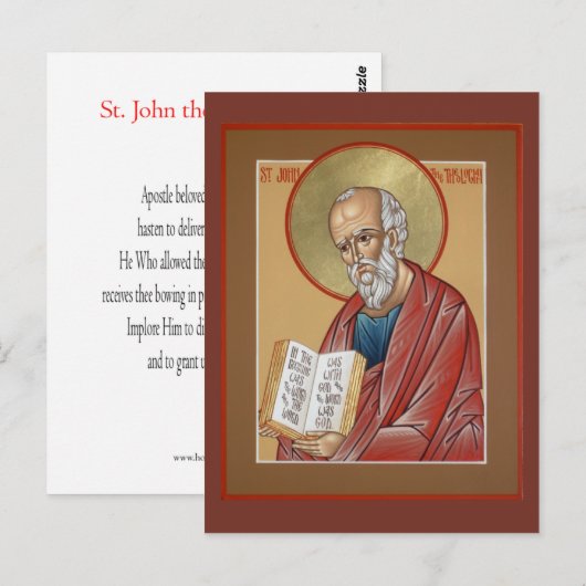 Johannes de Theologe Gebed Kaart (Voorkant / Achterkant)