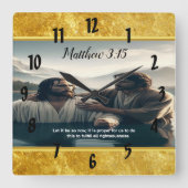 Johannes doopt Jezus Christus met Geloof Vierkante Klok (Voorkant)