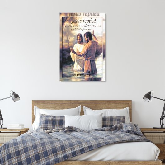 Johannes en Jezus bergen doopvervaging Canvas Afdruk (Insitu (Slaapkamer))