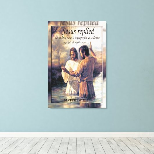 Johannes en Jezus bergen doopvervaging Canvas Afdruk (Insitu (Houten vloer))