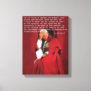 Johannes Paulus II over het leven. Canvas Afdruk