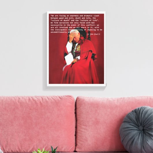 Johannes Paulus II over het leven. Canvas Afdruk (Insitu (Woonkamer))