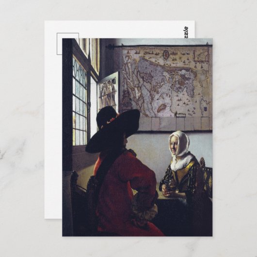 Johannes Vermeer, agent en lachend meisje Briefkaart (Voorkant / Achterkant)