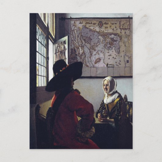 Johannes Vermeer, agent en lachend meisje Briefkaart (Voorkant)