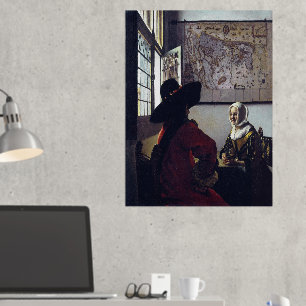 Johannes Vermeer, agent en lachend meisje Folie Afdrukken