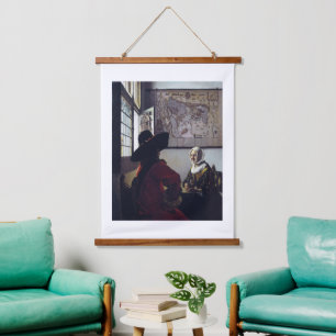 Johannes Vermeer, agent en lachend meisje Hangend Wandkleed