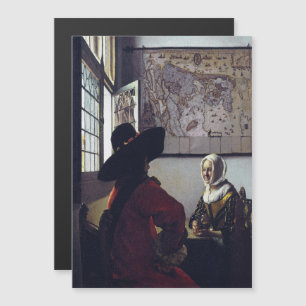 Johannes Vermeer, agent en lachend meisje Magnetische Uitnodiging