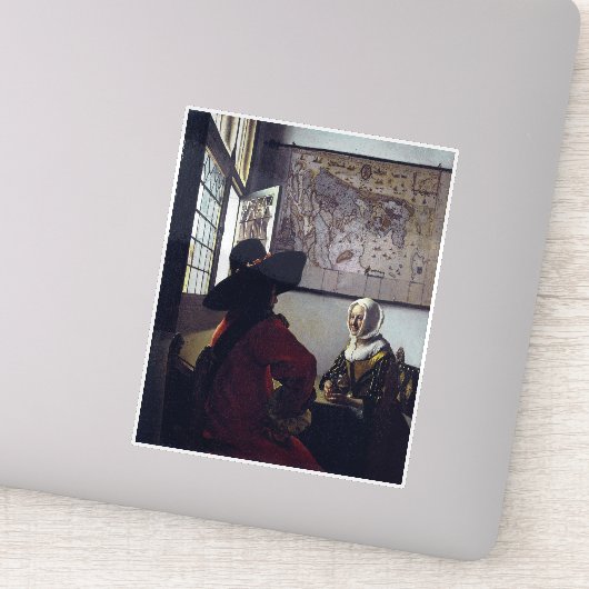 Johannes Vermeer, agent en lachend meisje Sticker (Detail)