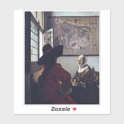 Johannes Vermeer, agent en lachend meisje Sticker (Vel)