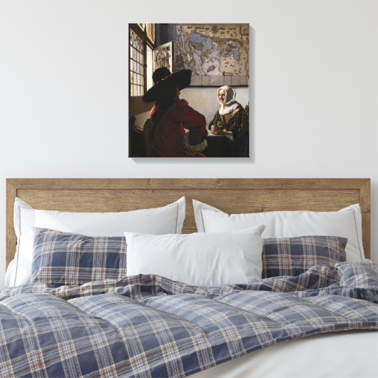 Johannes Vermeer - Agent met een Laughing Girl Canvas Afdruk (Insitu (Slaapkamer))