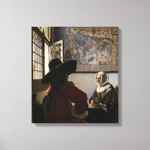 Johannes Vermeer - Agent met een Laughing Girl Canvas Afdruk