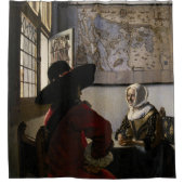 Johannes Vermeer - Agent met een Laughing Girl Douchegordijn (Voorkant)