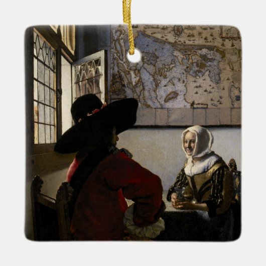 Johannes Vermeer - Agent met een Laughing Girl Keramisch Ornament (Voorkant)