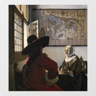 Johannes Vermeer - Agent met een Laughing Girl Raamsticker