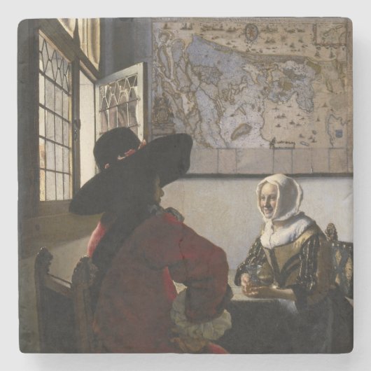 Johannes Vermeer - Agent met een Laughing Girl Stenen Onderzetter (Voorkant)