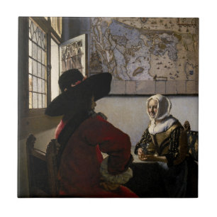 Johannes Vermeer - Agent met een Laughing Girl Tegeltje