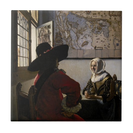Johannes Vermeer - Agent met een Laughing Girl Tegeltje (Voorkant)