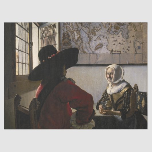 Johannes Vermeer - Agent met een Laughing Girl Tissuepapier (Voorkant)