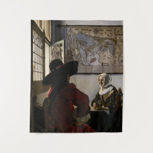 Johannes Vermeer - Agent met een Laughing Girl Wandkleed