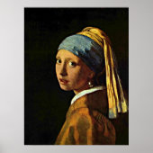Johannes Vermeer art - Meisje met een parelaartje Poster (Voorkant)