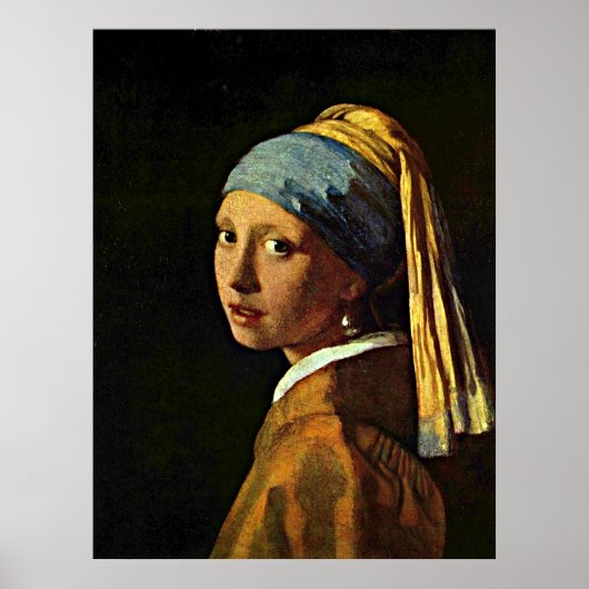 Johannes Vermeer art - Meisje met een parelaartje Poster (Voorkant)
