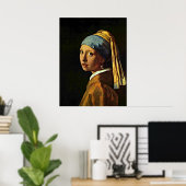 Johannes Vermeer art - Meisje met een parelaartje Poster (Thuiskantoor)