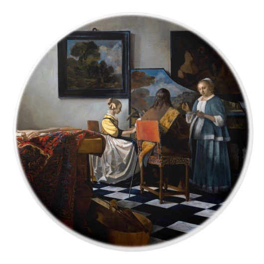 Johannes Vermeer - concert Keramische Knop (Voorkant)