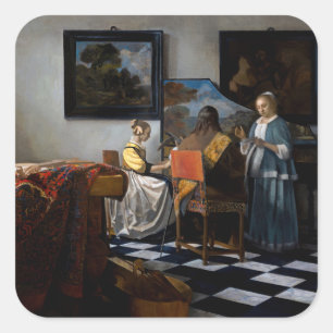 Johannes Vermeer - concert Vierkante Sticker