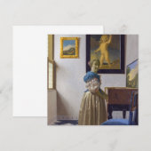 Johannes Vermeer - Dame die bij een maagdenvaag st Bedankkaart (Voorkant / Achterkant)