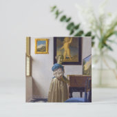 Johannes Vermeer - Dame die bij een maagdenvaag st Bedankkaart (Staand voorkant)