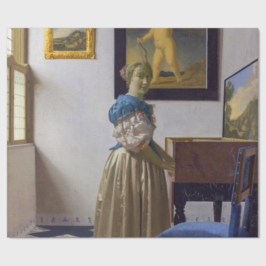 Johannes Vermeer - Dame die bij een maagdenvaag st Cadeaupapier (Vlak)