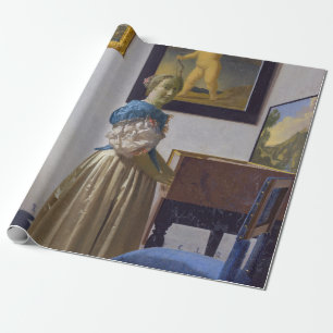 Johannes Vermeer - Dame die bij een maagdenvaag st Cadeaupapier
