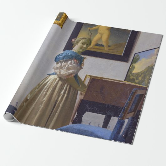 Johannes Vermeer - Dame die bij een maagdenvaag st Cadeaupapier (Uitgerold)