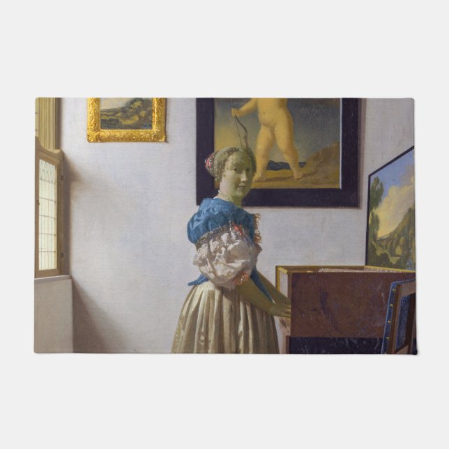 Johannes Vermeer - Dame die bij een maagdenvaag st Deurmat (Voorkant)