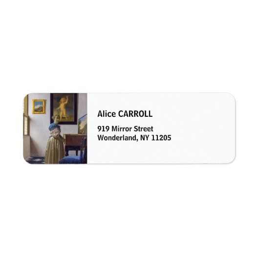 Johannes Vermeer - Dame die bij een maagdenvaag st Etiket (Voorkant)