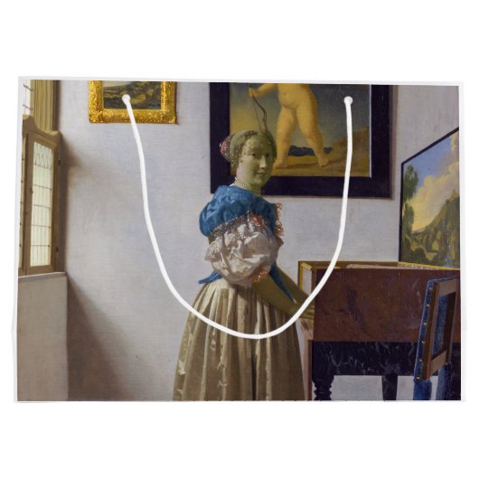 Johannes Vermeer - Dame die bij een maagdenvaag st Groot Cadeauzakje (Achterkant)